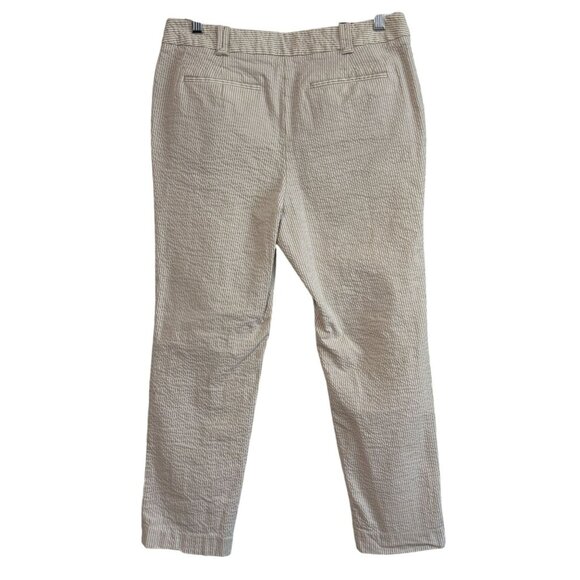 Charter Club Petite Classic Fit Seersucker Pants Beige Stripe 10P Cotton Blend - Picture 4 of 6